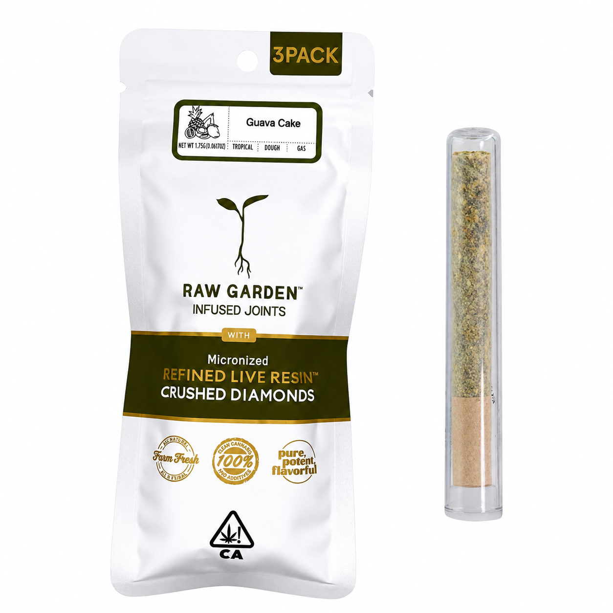 Raw Garden Joints 3 Pack - Refined Live Resin + Crushed Diamonds