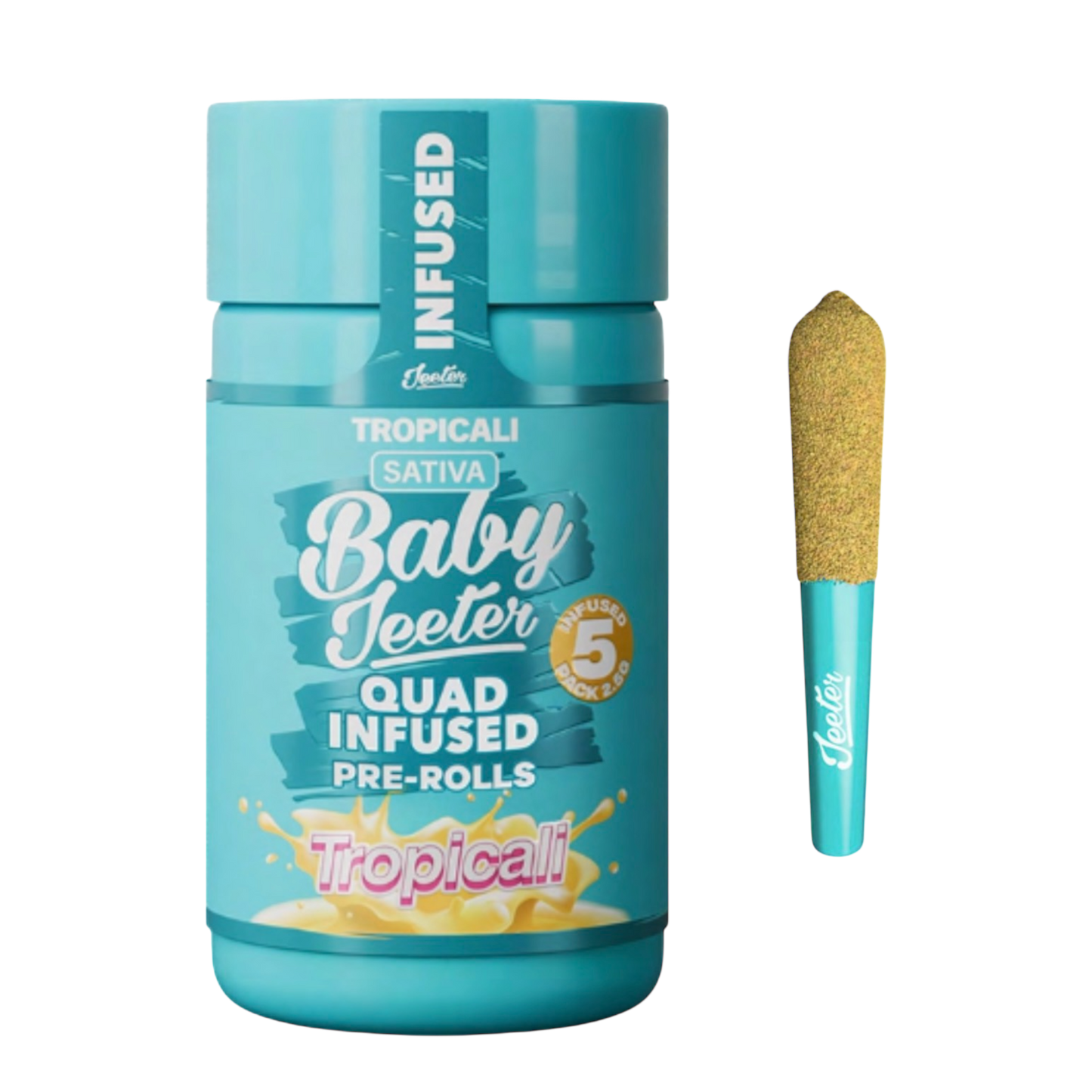 Baby Jeeter Rosin PreRolls 5 Pack - Live Rosin Quad Infused