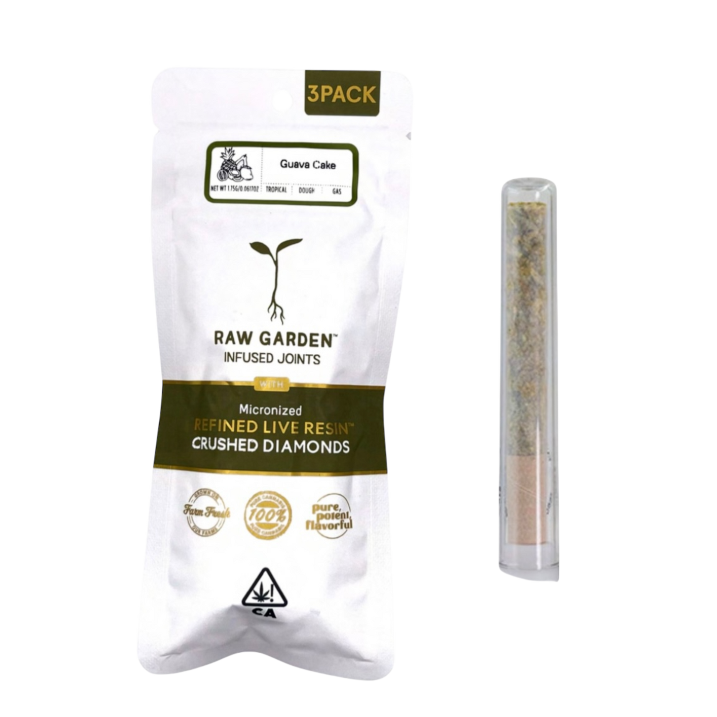Raw Garden Joints 3 Pack - Refined Live Resin + Crushed Diamonds